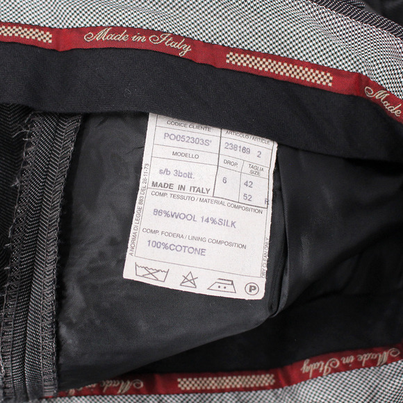 Valentino Wool Silk Herringbone 2 Pc 3 Btn Single Breasted Suit Coat Pants 52 - Picture 9 of 9